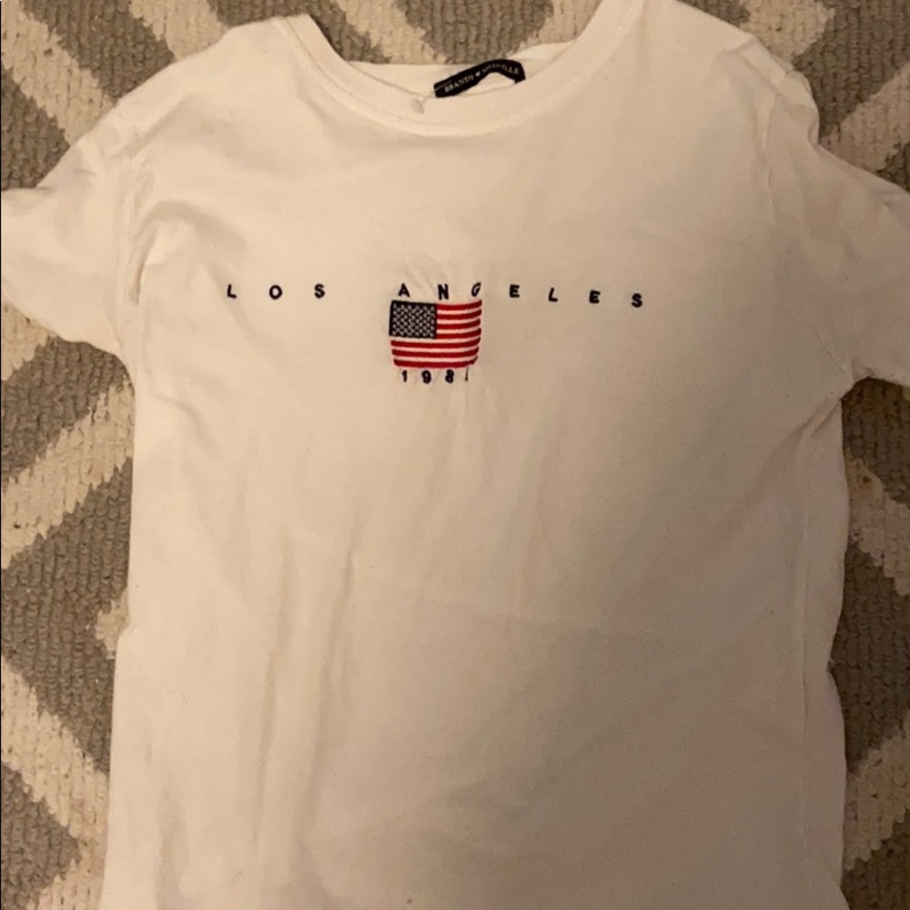 White brandy Melville embroidery top